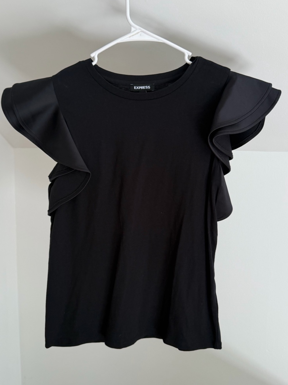Express Women's Black Ruffle Sleeve Top size s